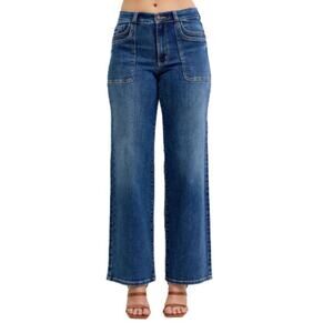 Judy Blue Mid Rise 90's Front Double Pocket Straight Jeans 82680 Size 15x32